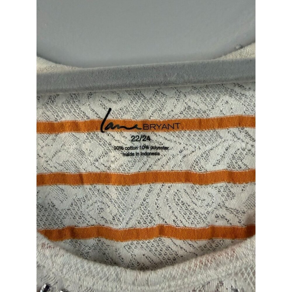 Lane Bryant White w/Orange Striped Tank Top 22/24 - Picture 2 of 4